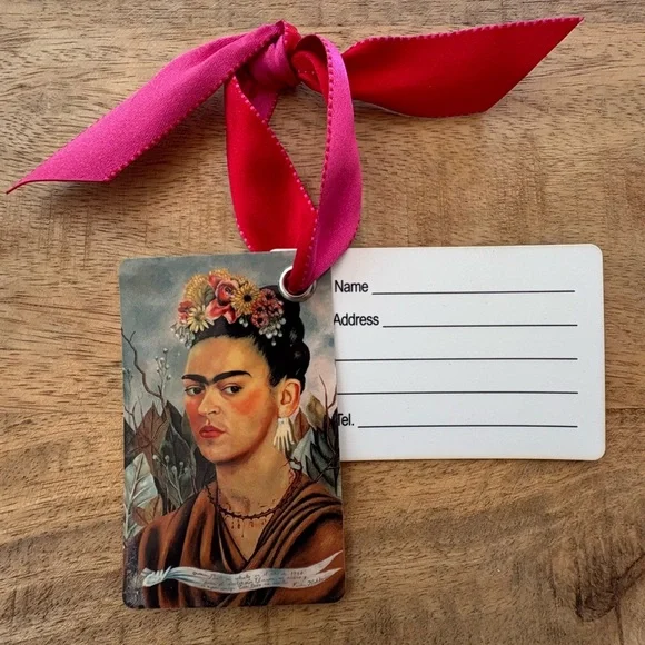 Frida Kahlo Luggage Tag with Beautiful Pink & Red Ribbon - Picture 6 of 11